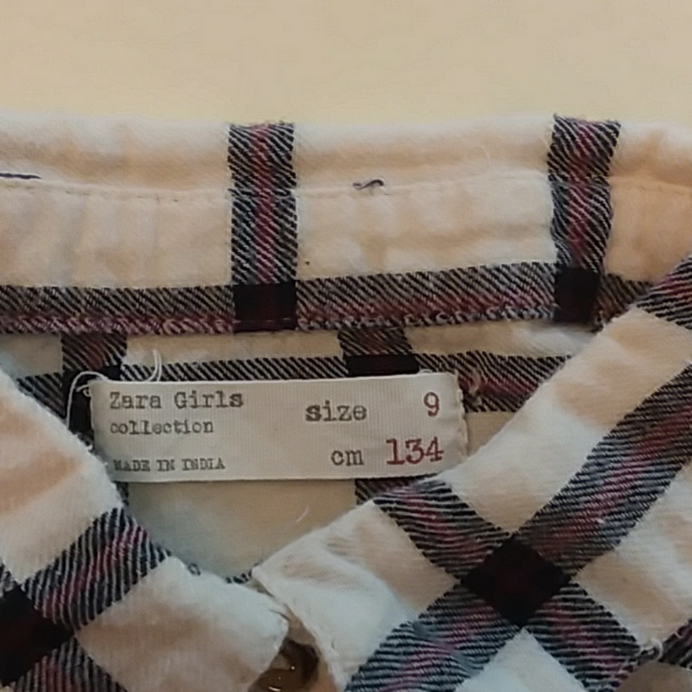 Zara girls size 9 flannel embroidered button down - Picture 4 of 6